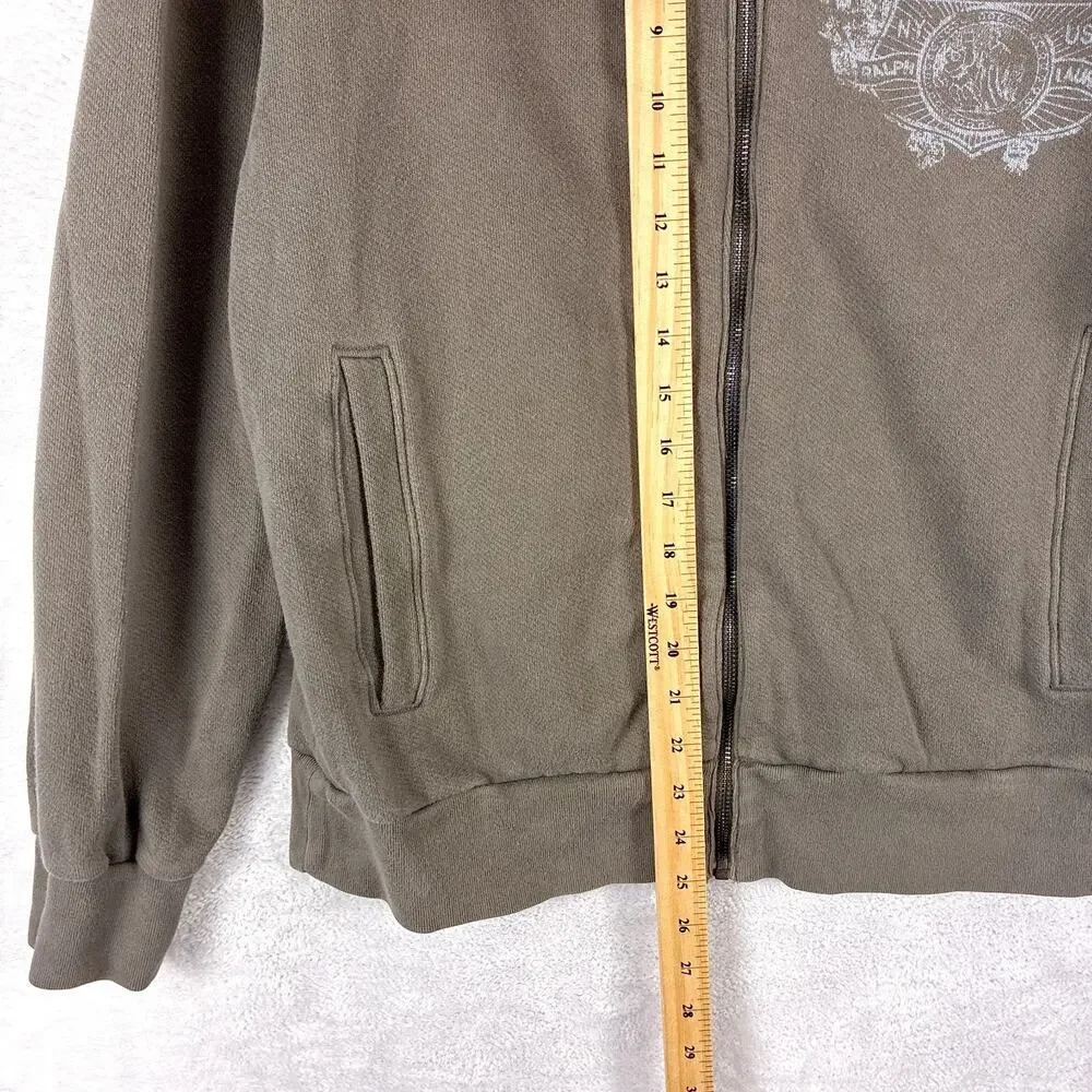 VTG Ralph Lauren Polo Jeans Co Jacket Men S Brown Full Zip Sweatshirt Preppy Y2K